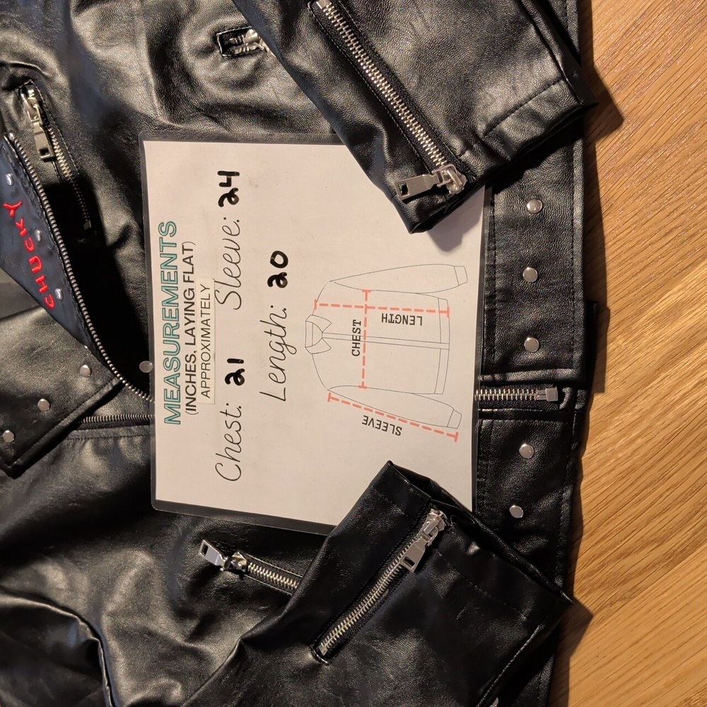 Chucky Tiffany Black Faux Leather Jacket Size Medium - Picture 10 of 10